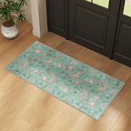 DUKINO 2x4 Rug for Entryway, Animal Washable Runner Rug for Kitchen, Teal | Non - Image 4
