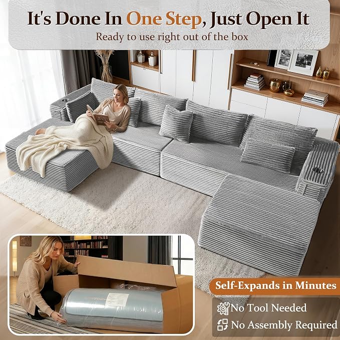 37" Cloud Sectional Couch Ottoman - Image 3