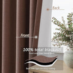 Cappuccino 100% Blackout Linen Curtains 84 Inch Length 2 Panels Set - Image 4