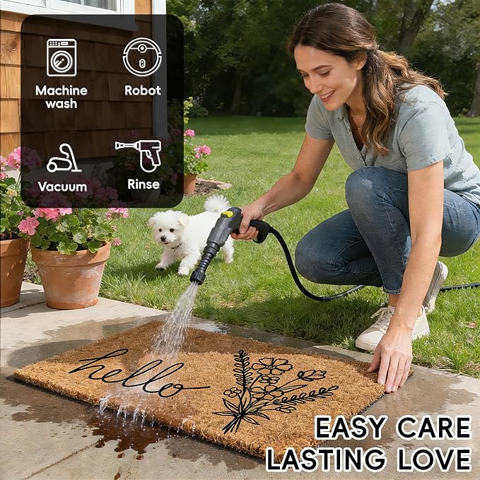 2 PCS Spring Welcome Door Mat Set, Farmhouse Spring Wildflower Doormat - Image 5