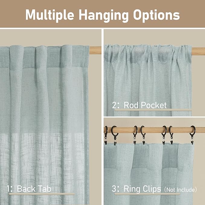 Short Kitchen Linen Curtains 24 Inch Length - Image 2