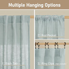 Greyish Blue Linen Short Curtains 30 Inch Length - Image 2