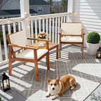Flamaker Patio Chairs 3 Piece Acacia Wood Patio Furniture - Image 6