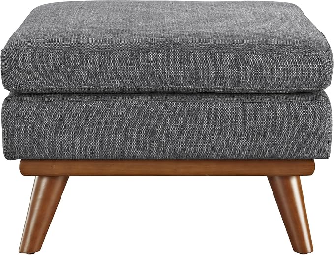 Modway Engage Mid-Century Modern Upholstered Fabric Ottoman in Gray - Image 4