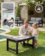 SERWALL 8 Pieces HDPE Outdoor Conversation Sofa Set - Image 6
