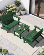 SERWALL Folding Adirondack Bench, HDPE All-Weather Adirondack Loveseat Set of 2 - Image 3