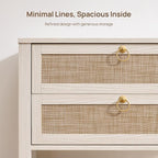 SICOTAS 26.7" Wide Boho Rattan Nightstand, Large Side Table - Image 4