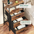 Huuger Night Stand with Charger Station and LED Lights, 3 Drawer Nightstand - Image 7