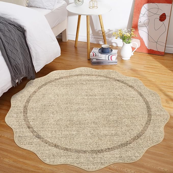 GarveeHome Scalloped Round Washable Rug Soft Modern Round Rugs 5ft Non Slip | - Image 7