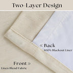 Pleated Cream Beige Linen Blackout Curtains - Image 4