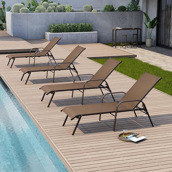 Crestlive Products Outdoor Chaise Lounge Chair, 5-Position Pool Lounge Chairs - Image 8