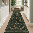 Dark Green 3x10 Extra Long Runner Rugs by HazoHaus