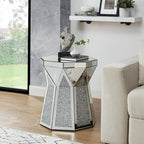 Drum End Table with Mirror Crystal, Modern Design Luxury Furniture, 20 inch by HEPMIMZHU