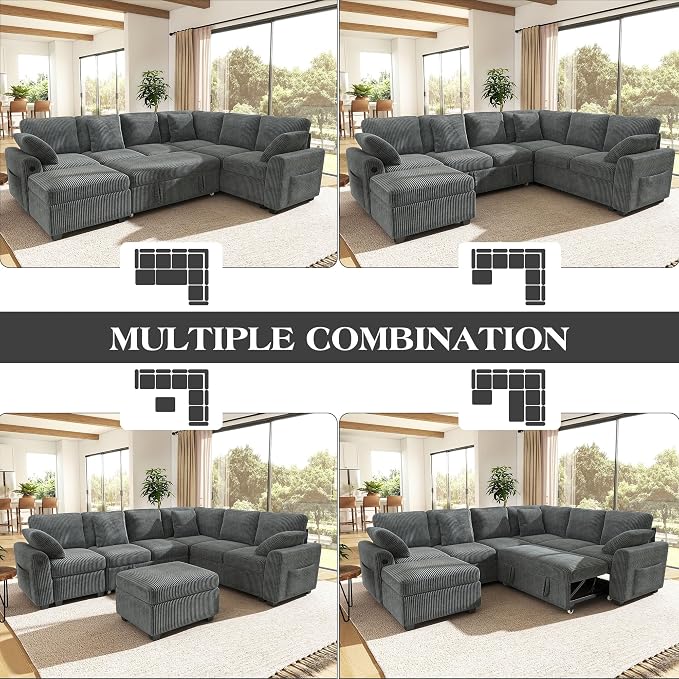Ihanherry 7-Seater Large Sectional Sofa Bed - Image 8