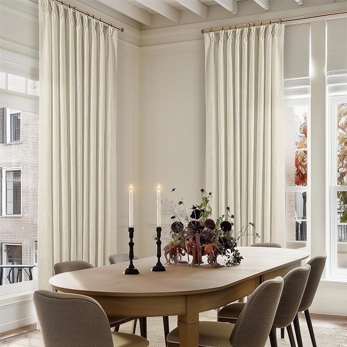 60 Inch Width 120 Inches Long Linen Pinch Pleat Curtains 1 Panel | Light - Image 9