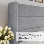 Allewie Queen Size Lift Up Storage Bed, Modern Wingback Headboard, Hydraulic - Image 4