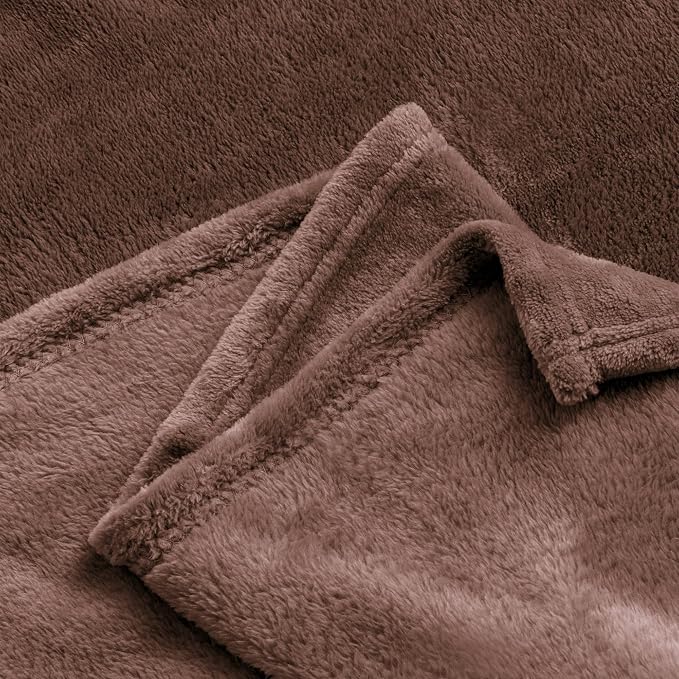BEDELITE Fleece Blanket Soft Plush King Size Bed Blanket Brown 108"x90" | Ultra - Image 6