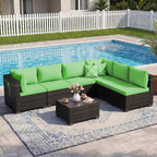 LEVELEVE 7 Pieces Outdoor Patio Furniture Sets, Rattan Conversation Sectional - Image 7