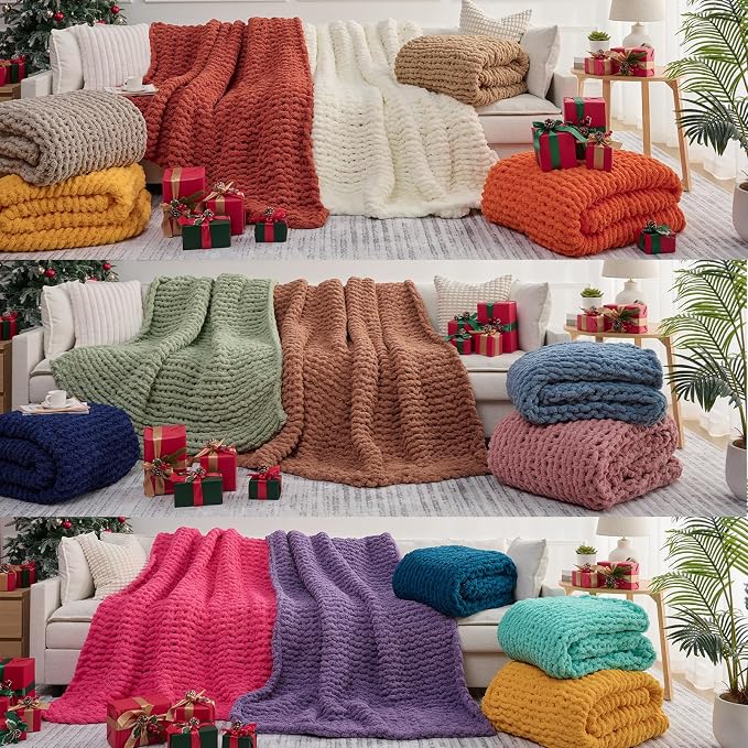 L'AGRATY Chunky Knit Throw Blanket - Image 7