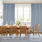 120 Inch 100% Blackout Pinch Pleated Linen Curtains Light Blue - Image 6