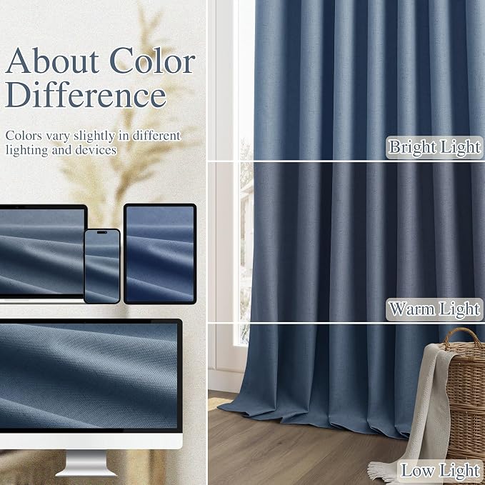 100% Blackout Curtains 96 Inch Length 2 Panels Set - Image 6