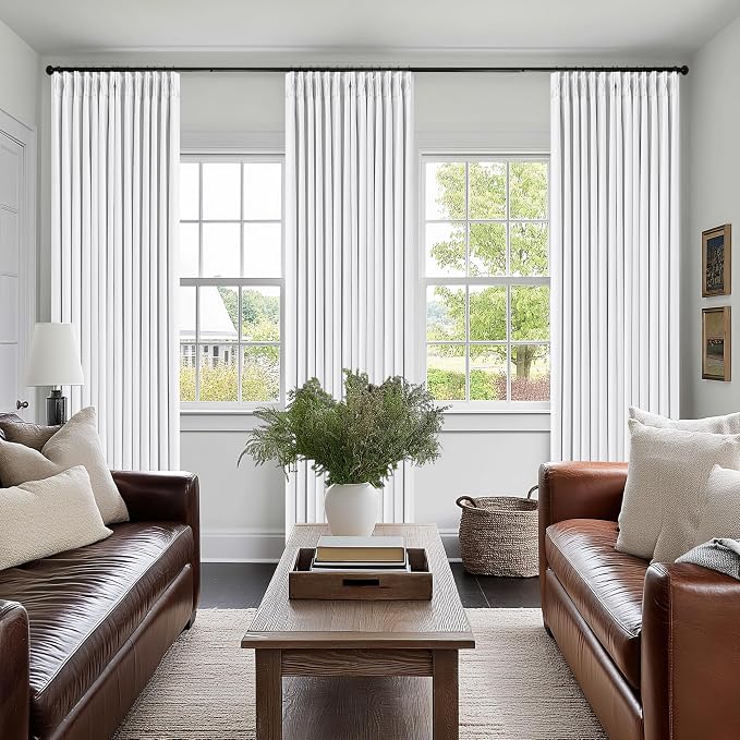 Snow White Pleated Linen 100% Blackout Curtains 96 Inches Long | Pinch Pleat - Image 8