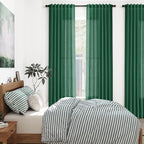 Dark Green Linen Curtains 84 Inch Length 2 Panels Set - Image 7