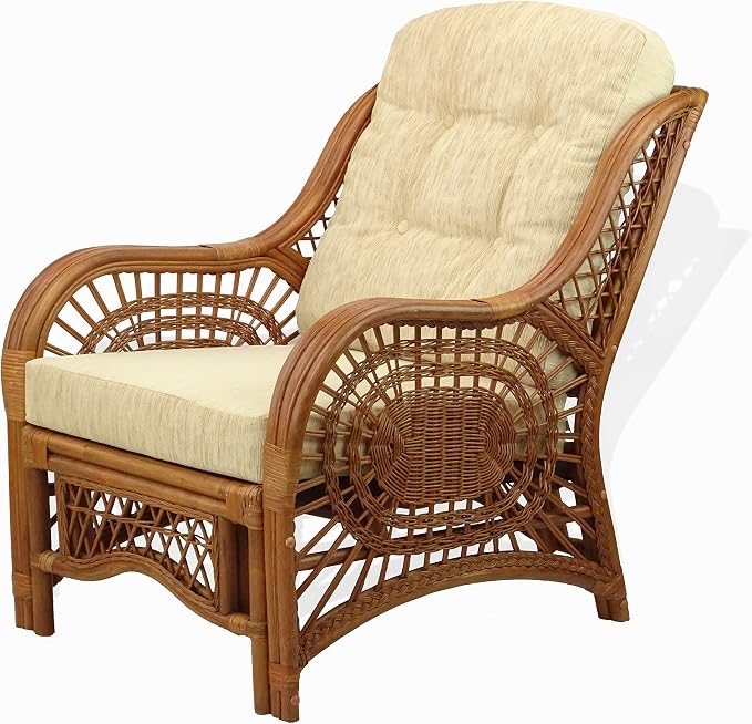Malibu Lounge Living Accent Armchair Natural Rattan Wicker Handmade Design - Image 5