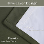 Olive Green Pleated Black Out Linen 45 Inch Curtains - Image 4