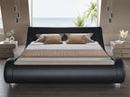 SHA CERLIN King Size Upholstered Bed Frame, Deluxe Low Profile Sleigh Bed - Image 3