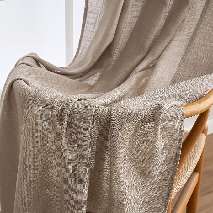 MIULEE Taupe Linen Curtains 52x108 Inch Long - Image 6