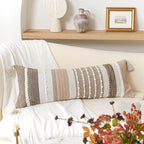 Brown Decorative Lumbar Pillow Cover 14x36 Boho Long Body Pillow - Image 8