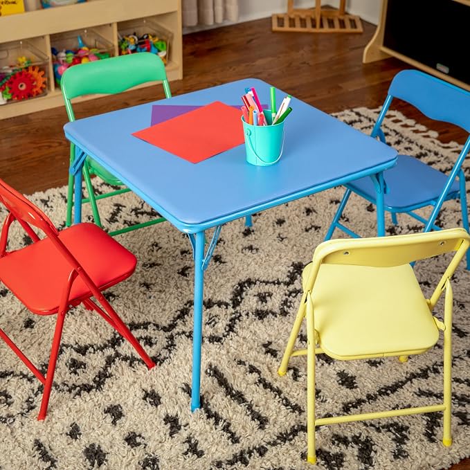 Flash Furniture Mindy Kids 5-Piece set Folding Square Table and Chairs Set - Image 7