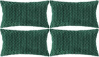 Set of 4 Dark Green Decorative Throw Pillow Covers 12x20 Inch Corduroy Pillow by Cozoomy