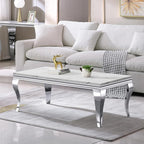 Henf 47" Modern White Faux Marble Coffee Table by Henf