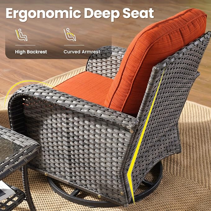ovios 3-Piece Patio Furniture Set, Outdoor Wicker Sofa - Image 6