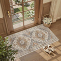 Madane Washable Area Rug 2x4, Small Entryway Rugs Non-Slip, Turmeric/Grey | by Madane