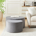 49.7'' Foam Round Nesting Coffee Table Set of 2, Modern Upholstered Side End - Image 4