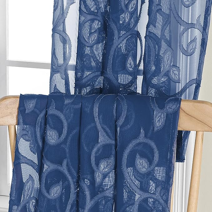 Furman Cafe Curtains 24 Inch Length 2 Panels Set, Elegant Geometric Jacquard - Image 6