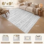 cotiled 6x9 Area Rugs for Living Room: Boho Washable Rug for Dining Room | - Image 2
