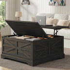 Furnideco 35.5''W Square Coffee Table Farmhouse Lift top Coffee Table - Image 3