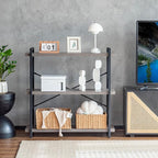 HCHQHS Bookshelf, 3-Tier Industrial Bookcase, Rustic Open Book Shelf, - Image 4