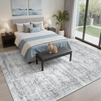 Soalmost 5x8 Area Rugs Grey Low Pile Washable Trendy Faded Style Rug | Vintage - Image 2
