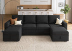 HONBAY Modular Sectional Sleeper Sofa Bed, Velvet Sectional Couch - Image 7