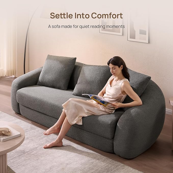SICOTAS 90.6" Curved Convertible Sofa Couch Bed - Image 4