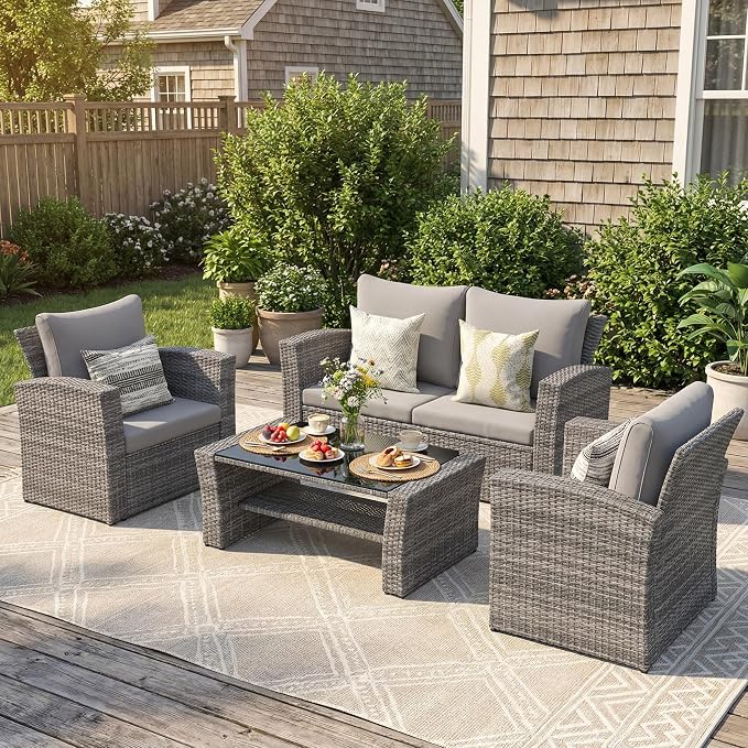 Wisteria Lane Patio Furniture Set, Wicker Outside Outdoor Furniture - Image 8