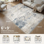 DMOYEST Area Rug Living Room Rugs 6x9 Washable Abstract Beige Blue Carpet | - Image 2