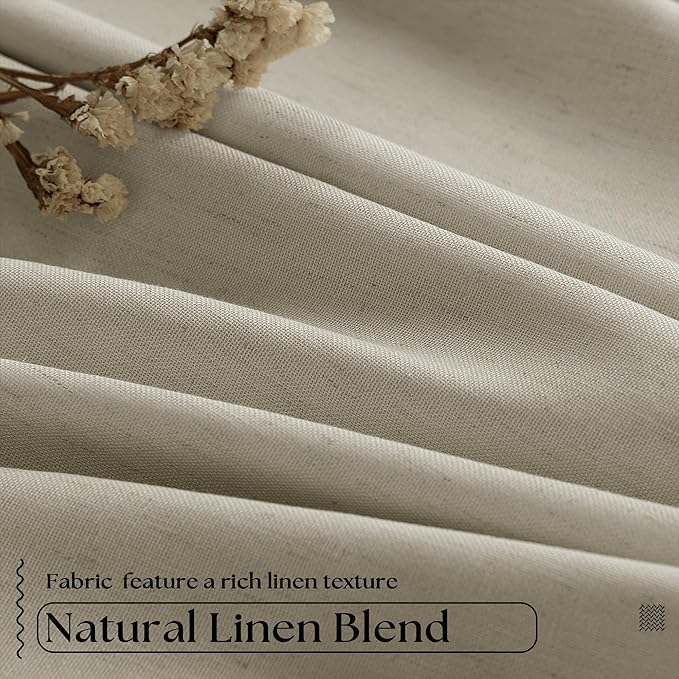 Burlywood Birch 100% Blackout Pinch Pleated Linen Curtains 86 Inches Long | - Image 2