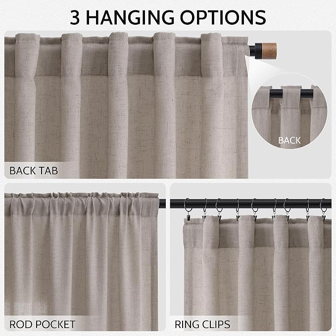 Stone Beige Curtains 90 Inches Long - Image 2