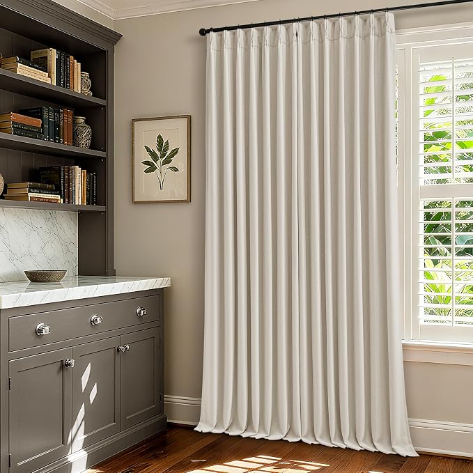Ivory Cream Linen Blackout Curtains 112 Inches Long - Image 9